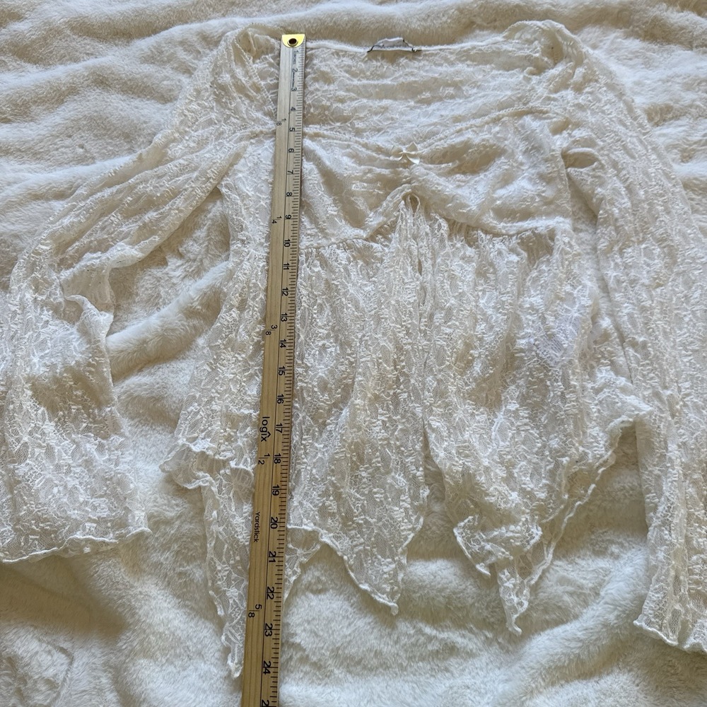 Kimchi Blue White Lace Sheer Long Sleeve Babydoll Top Y2K Romantic Boho Size S - Picture 6 of 11